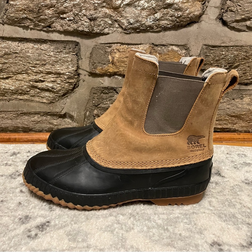 Sorel Cheyanne Chelsea Boot Size 9 Waterproof Snow Brown Black Like New